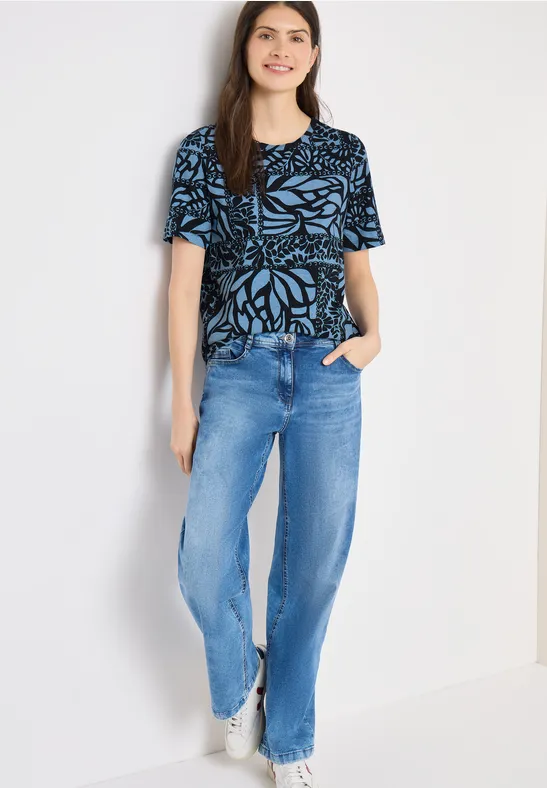 Shirt mit Patchwork Print universal blue