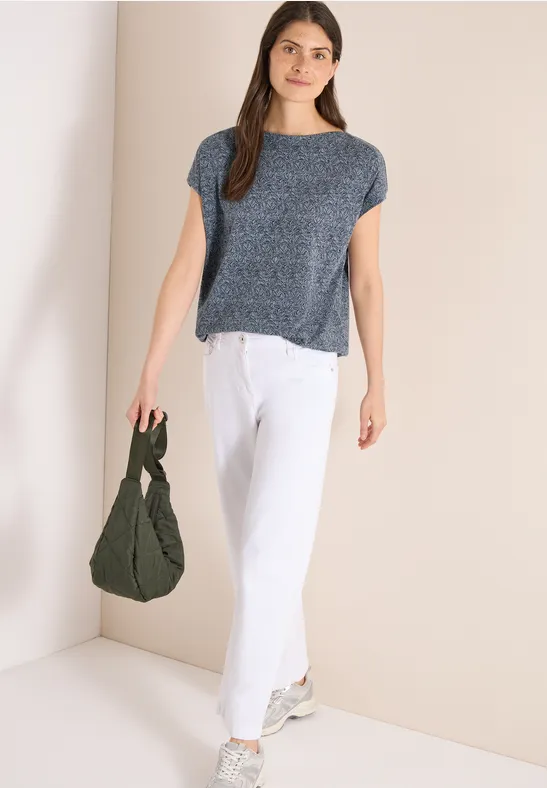 T-shirt au look dévoré avec boatneck universal blue melange