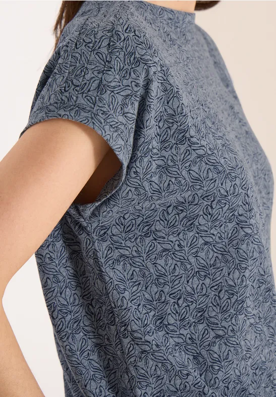 T-shirt au look dévoré avec boatneck universal blue melange