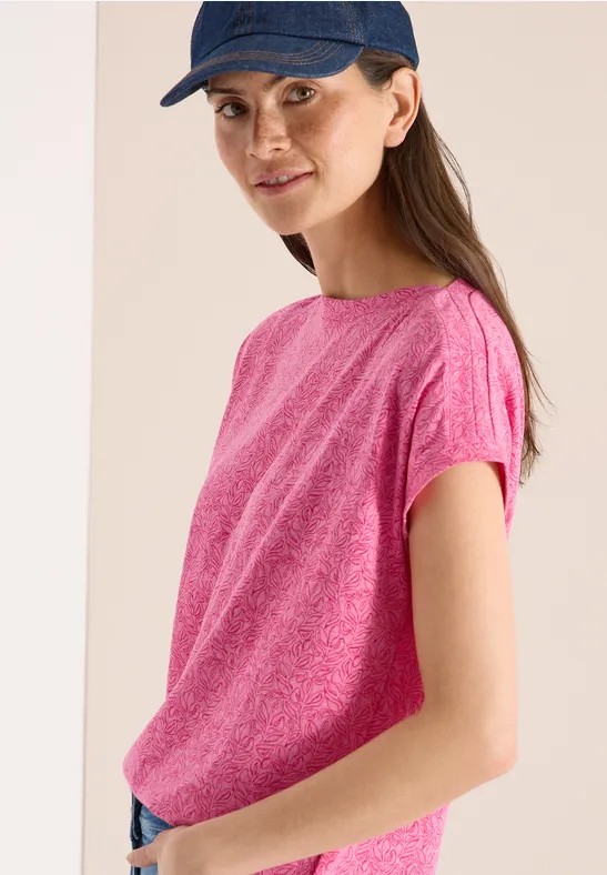 T-shirt au look dévoré avec boatneck beetroot pink melange