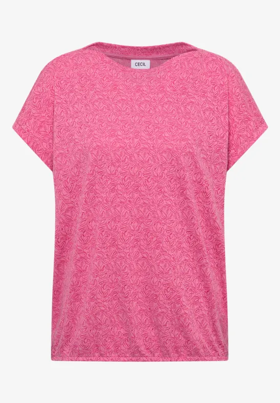 T-shirt au look dévoré avec boatneck beetroot pink melange