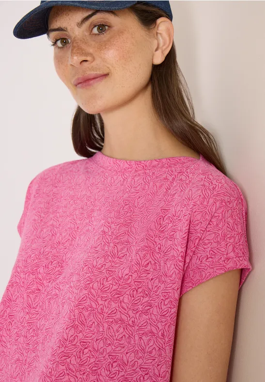 T-shirt au look dévoré avec boatneck beetroot pink melange