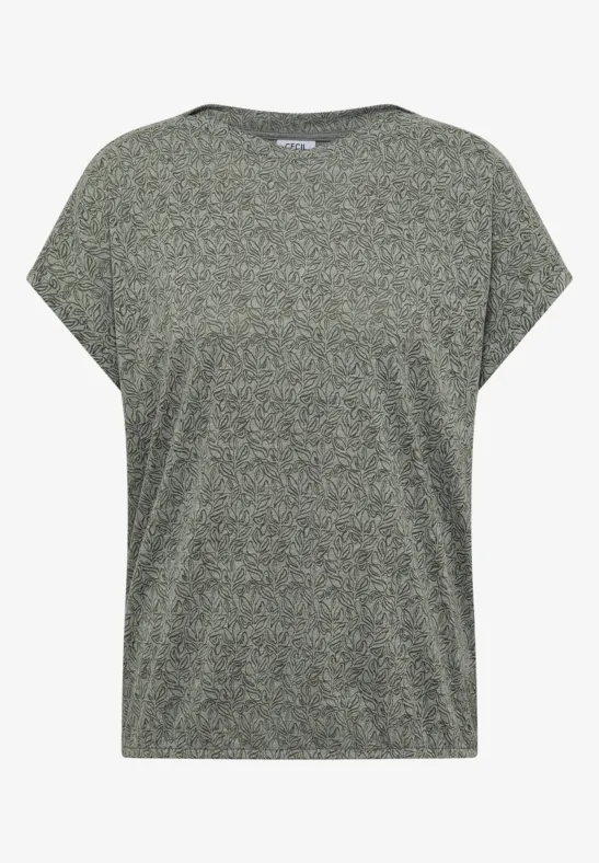 T-shirt au look dévoré avec boatneck khaki melange