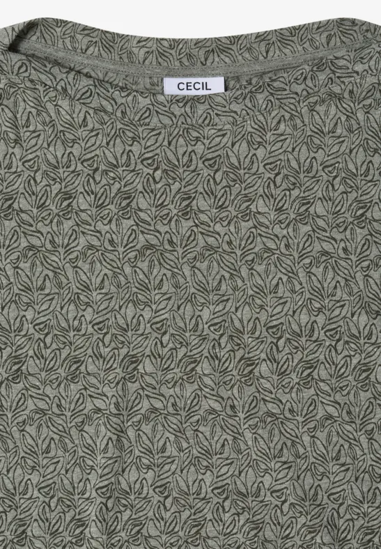 T-shirt au look dévoré avec boatneck khaki melange