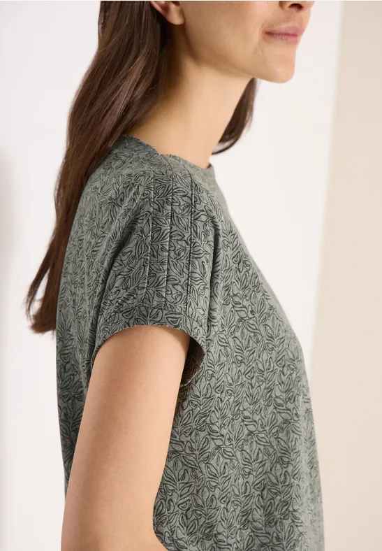 T-shirt au look dévoré avec boatneck khaki melange