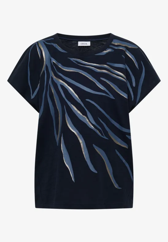 T-shirt à col rond et imprimé sur le devant universal blue