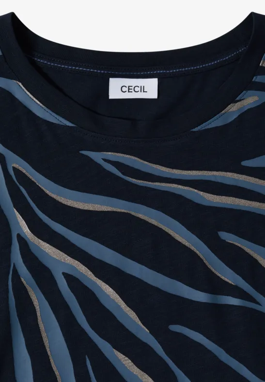 T-shirt à col rond et imprimé sur le devant universal blue