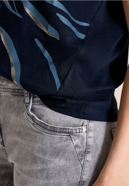 T-shirt à col rond et imprimé sur le devant universal blue