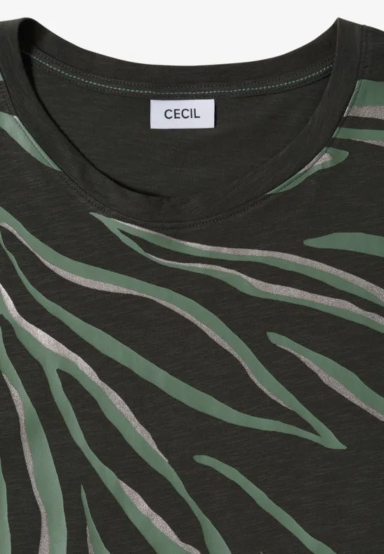 T-shirt à col rond et imprimé sur le devant raw khaki