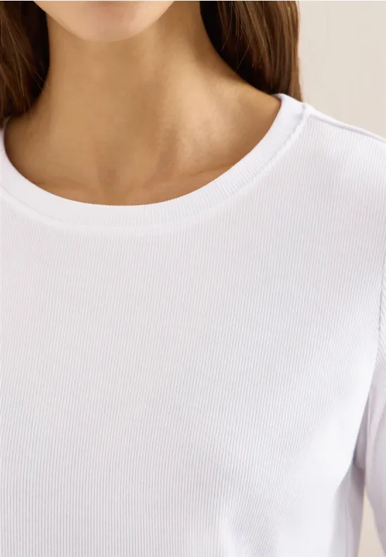 Basic Rippstruktur T-Shirt White