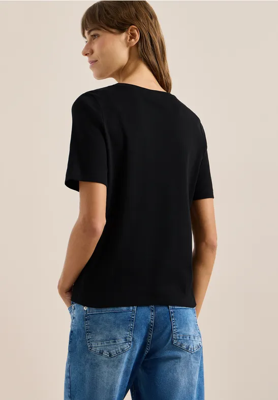 Basic Rippstruktur T-Shirt Black