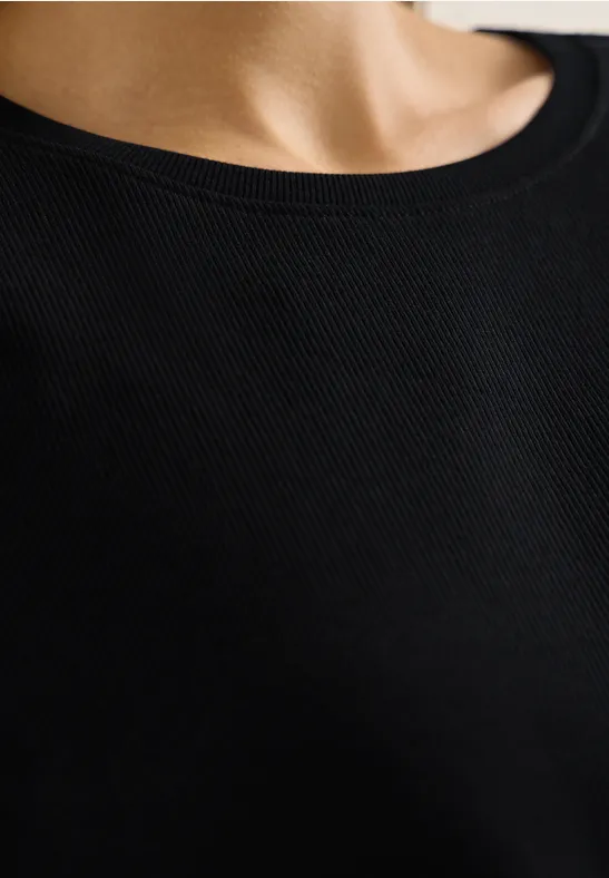 Basic Rippstruktur T-Shirt Black