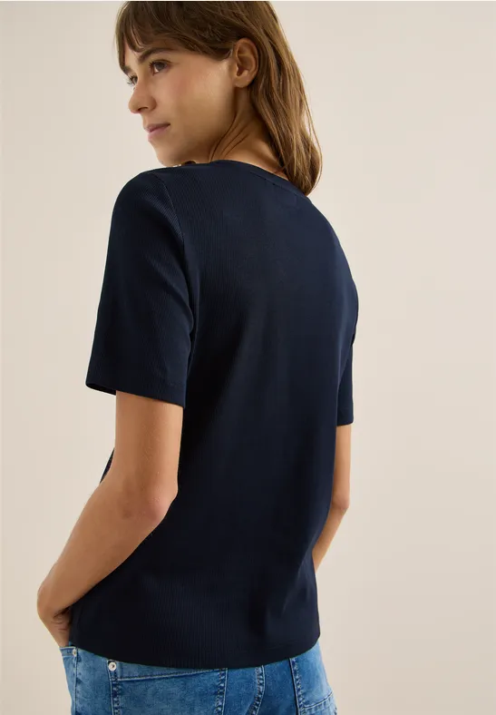 Basic Rippstruktur T-Shirt universal blue