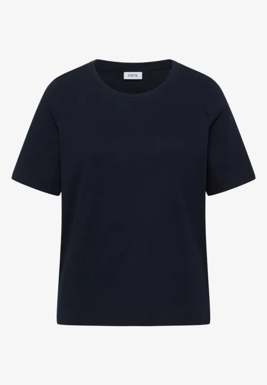 Basic Rippstruktur T-Shirt universal blue