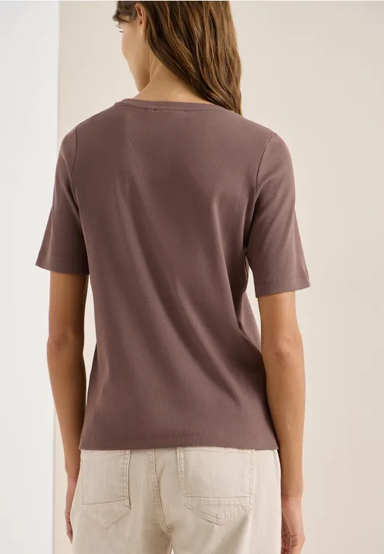 T-shirt basique à structure côtelée urban taupe