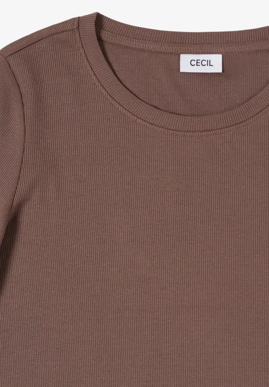 T-shirt basique à structure côtelée urban taupe