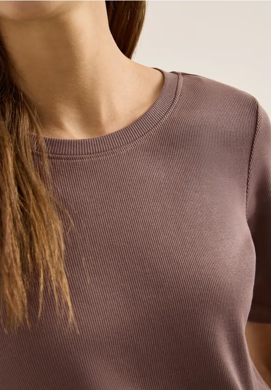 T-shirt basique à structure côtelée urban taupe