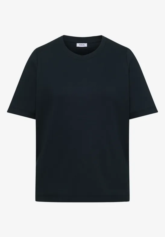 Schlichtes schwarzes T-Shirt mit kurzen Ärmeln und Rundhalsausschnitt