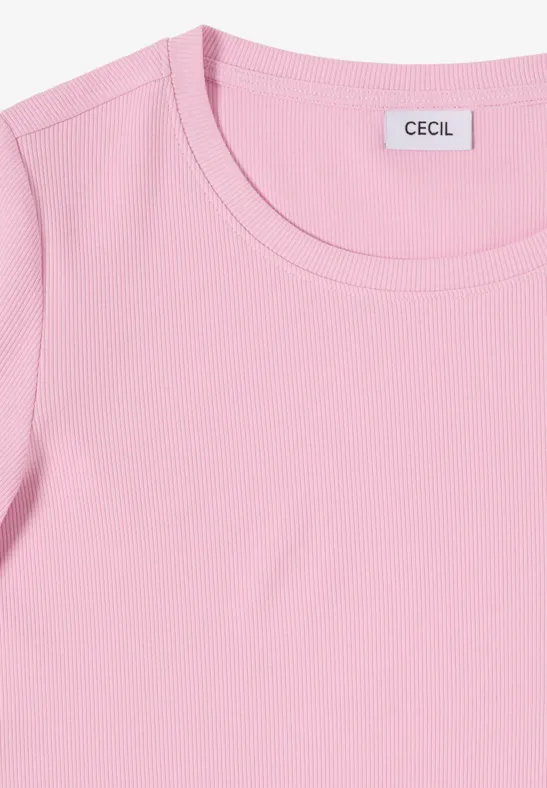 T-shirt basique à structure côtelée light blush rose