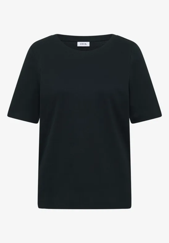 Basic T-Shirt in Rippstruktur palm breeze green