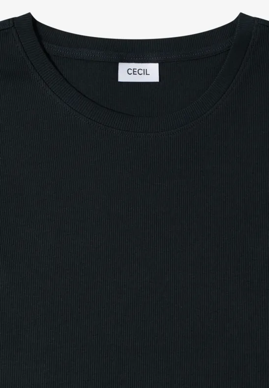 Basic T-Shirt in Rippstruktur palm breeze green