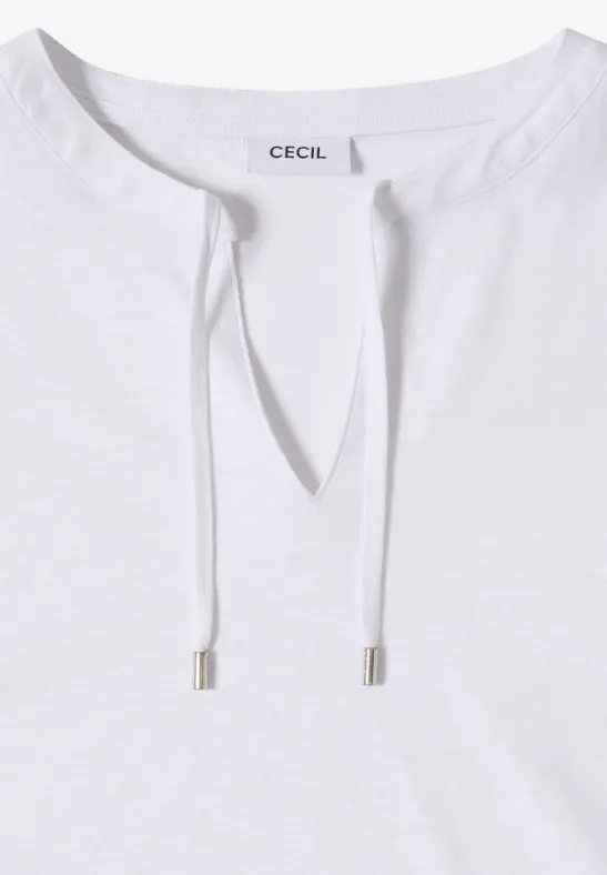 Shirt met korte mouwen en gespleten hals White