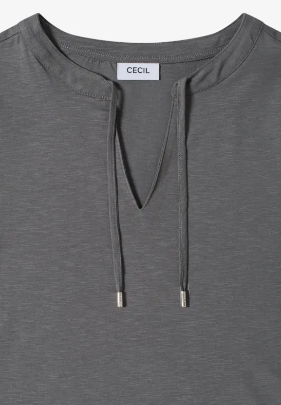 Kurzarm Shirt mit Split Neck graphite light grey