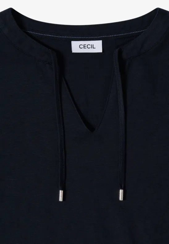 Kurzarm Shirt mit Split Neck universal blue