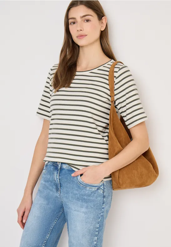 Basic Rippstruktur T-Shirt khaki