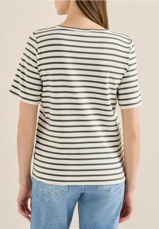 Basic Rippstruktur T-Shirt khaki