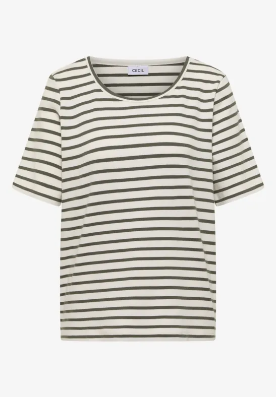 Basic Rippstruktur T-Shirt khaki