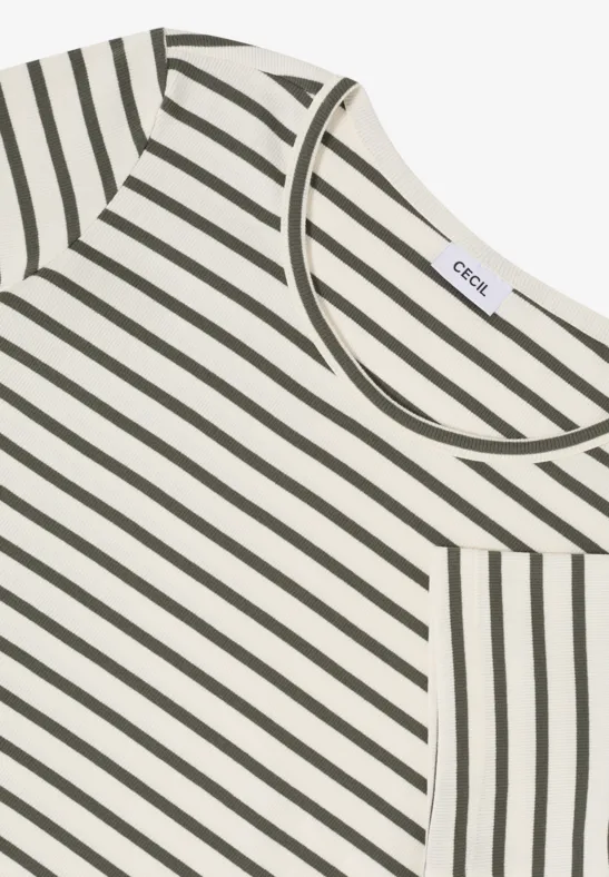 Basic Rippstruktur T-Shirt khaki