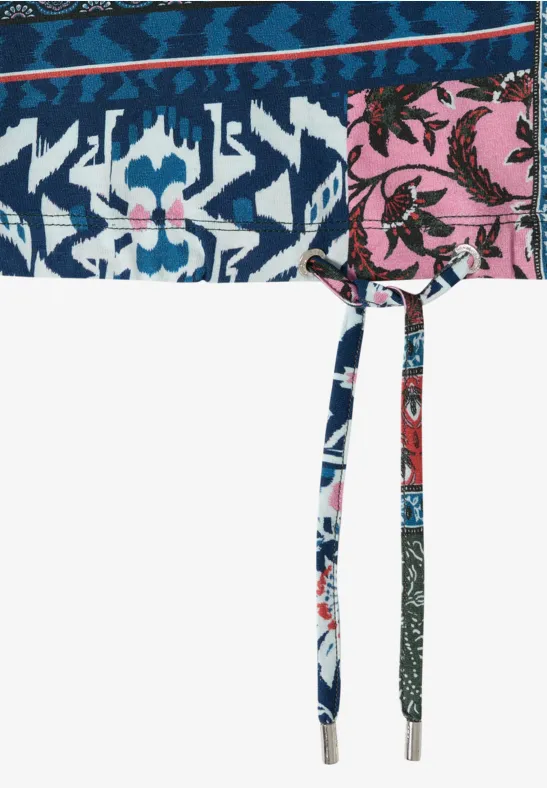 Shirt mit Rundhals und Patchwork-Print khaki