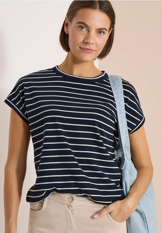 Shirt met ronde hals en strepen universal blue