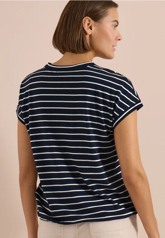 Shirt met ronde hals en strepen universal blue