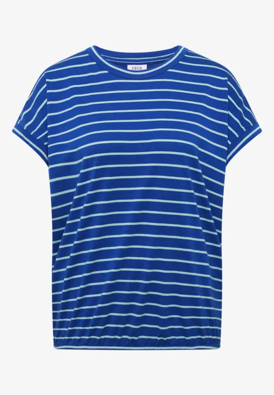 T-Shirt mit Rundhals und Streifen surf blue
