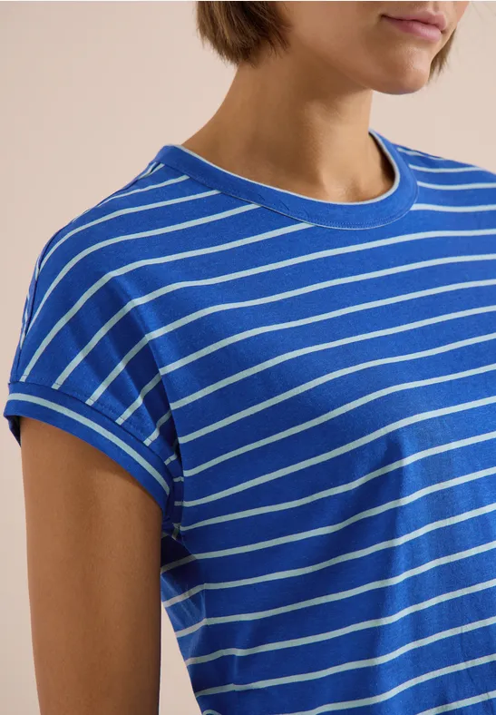 T-Shirt mit Rundhals und Streifen surf blue