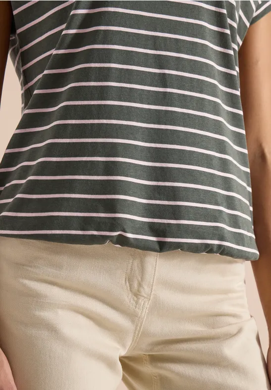 Shirt met ronde hals en strepen khaki