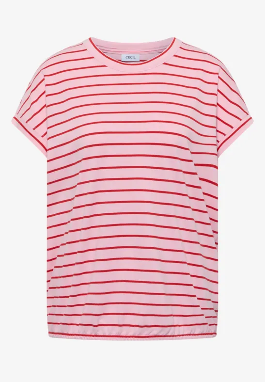 T-shirt à col rond et rayures light blush rose