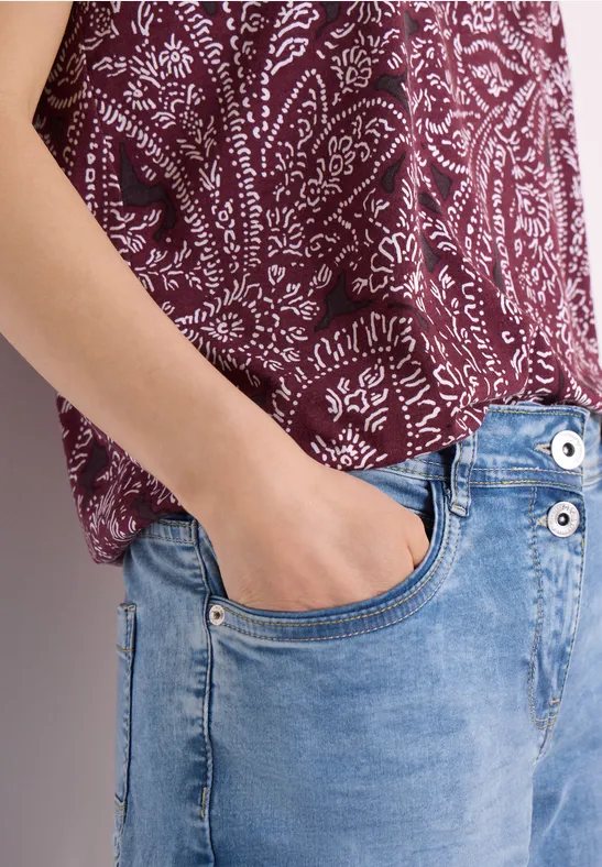 T-shirt à col fendu et motif paisley sweet grape red