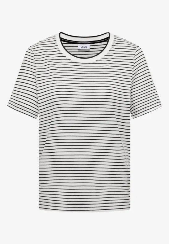 Shirt met korte mouwen, ronde hals en strepen Black