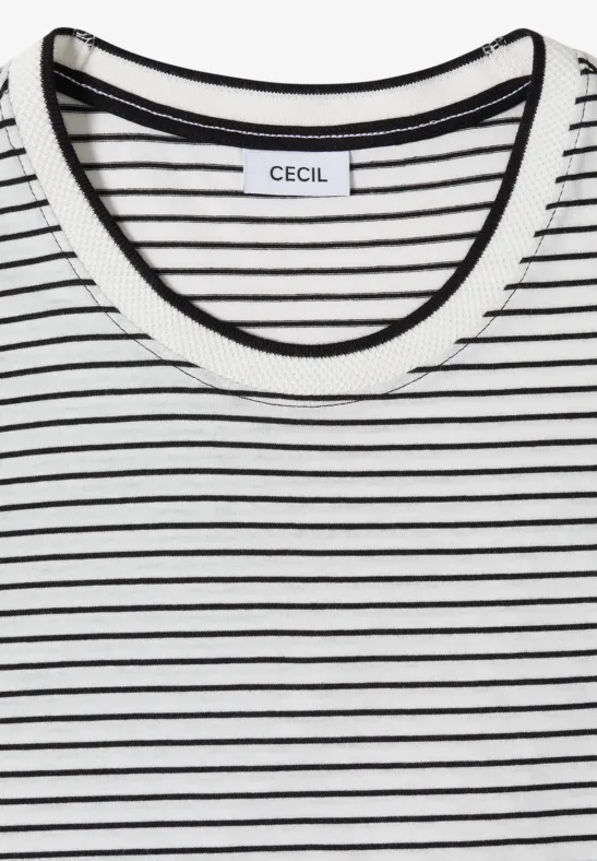 Shirt met korte mouwen, ronde hals en strepen Black