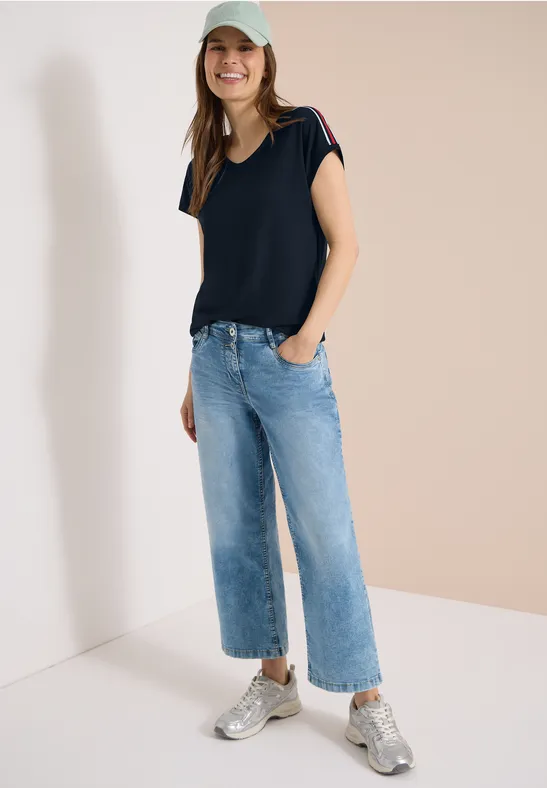 Kurzarm T-Shirt mit Tape-Detail universal blue