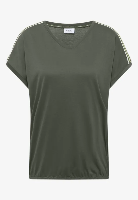 Kurzarm T-Shirt mit Tape-Detail khaki