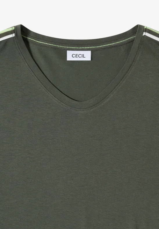 Kurzarm T-Shirt mit Tape-Detail khaki