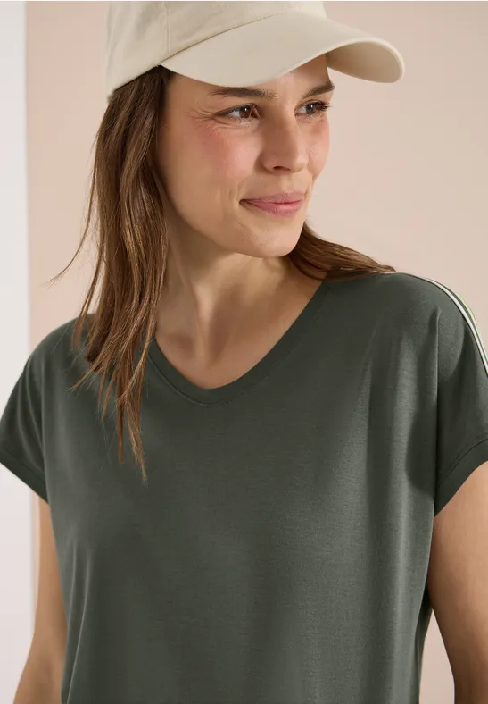 Kurzarm T-Shirt mit Tape-Detail khaki