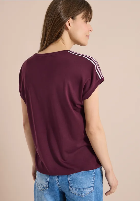 Kurzarm T-Shirt mit Tape-Detail sweet grape red