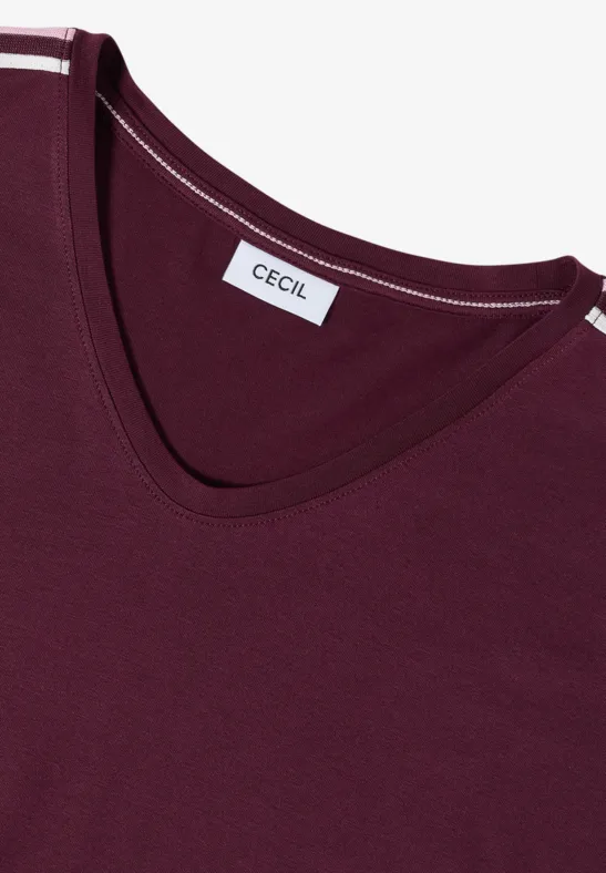 Kurzarm T-Shirt mit Tape-Detail sweet grape red