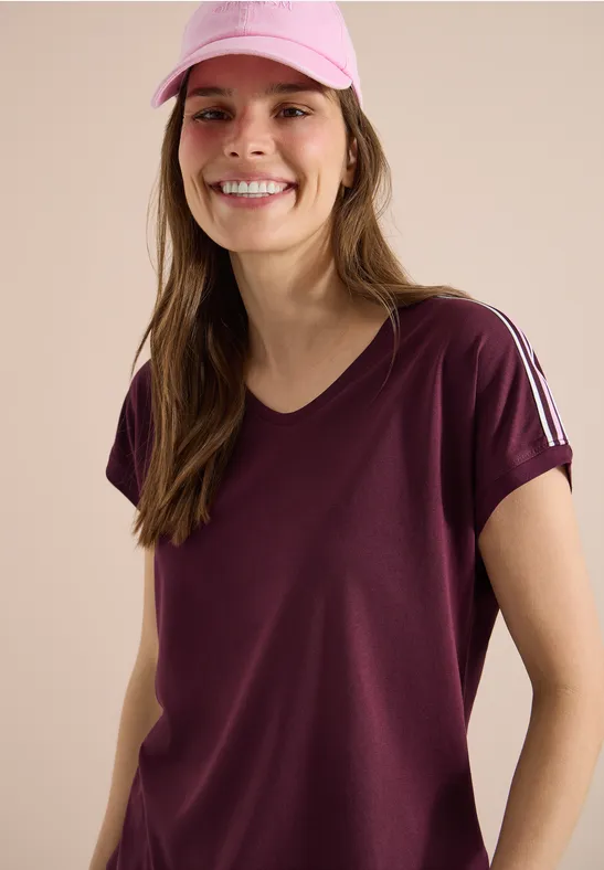Kurzarm T-Shirt mit Tape-Detail sweet grape red