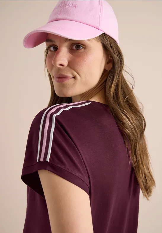 Kurzarm T-Shirt mit Tape-Detail sweet grape red